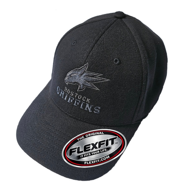 Basecap FlexFit Mid Visor Schwarz Logo Schwarz